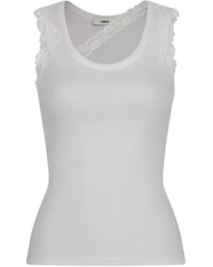 Vaillant Ribgebreide Tanktop Met Kant Afwerking Halslijn - Grijs