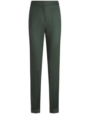 Etro Pantalón Lana Verde Slim Fit, Mujer, Talla