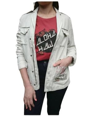 Mason's Safarijacke mit kirschendruck aus leinen und baumwolle - Grau
