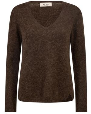 Mos Mosh Truien & Vesten ,Bruin ,V-Hals Gebreid