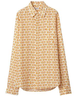 Burberry Grafische Print Zijden Overhemd - Naturel