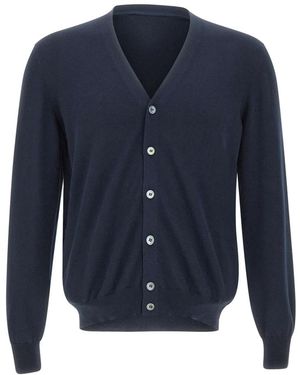 Gran Sasso Truien & Vesten ,Blauw ,Katoen V-Hals Cardigan