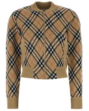 Burberry Jassen ,Wol Geruite Cardigan Van Wolmix - Groen