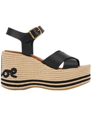 Chloé Sand Wedge Sandale - Schwarz