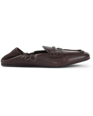Miu Miu Bruine Loafers Van Lamsvachtleer