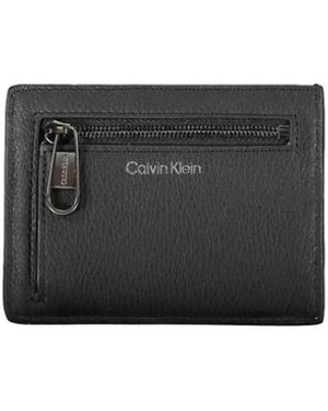 Calvin Klein Schwarzes Lederportemonnaie Mit Kartenhalter
