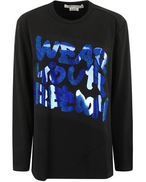Comme des Garçons Long Sleeve T-Shirts - Black