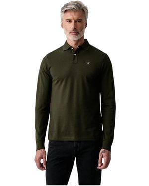 Hackett Slim Fit Langarm-Poloshirt Mit Logo - Schwarz