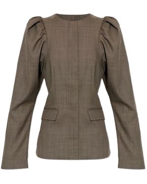 Ganni Blazer Met Gedrapeerde Schouders - Bruin