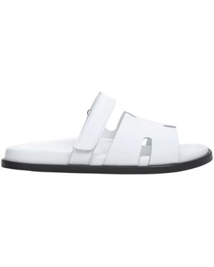 ESTRO Schoenen ,Wit ,Leer Verstelbare Leren Schuifsandalen