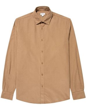 Sunspel Overhemden ,Katoen Fine Cord Shirt - Naturel