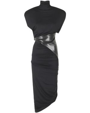 ANDAMANE Ursula Draped Midi Jurk - Zwart