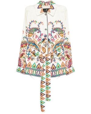 Etro Jacket Met Paisley-Print En Riem - Wit
