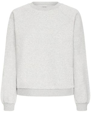Ichi Hoodies & Sweatvesten ,Grijs ,Sweatshirt - Wit