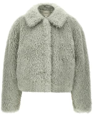 Vince Jassen ,Groen ,Polyester Cropped Jas Van Imitatiebont
