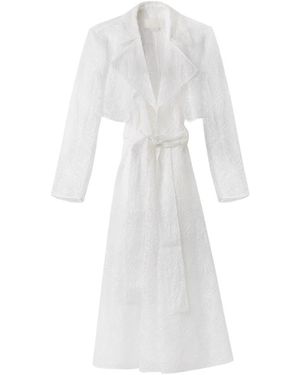 Genny Seidenorchideenstickerei Trenchcoat - Weiß