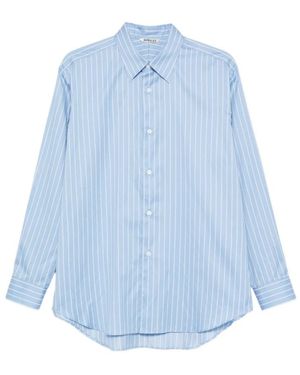 AURALEE Overhemden ,Blauw ,Katoen Katoen En Zijden Overhemd