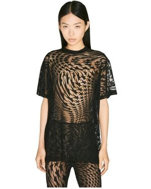 Mugler Sheer Flocked Star T-Shirt - Schwarz