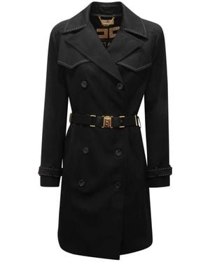 Elisabetta Franchi Double-Breasted Coats - Black