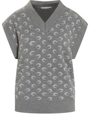 Marine Serre V-Neck Knitwear - Gray