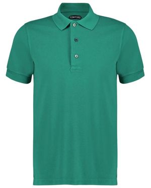 Tom Ford Regular Fit Piqué Poloshirt Met Korte Mouwen - Groen