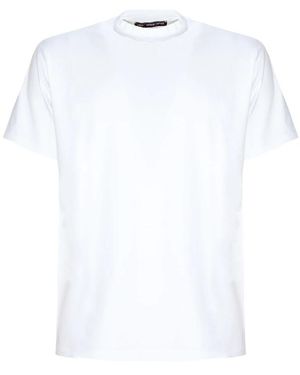 Low Brand T-shirt in cotone bianco con mezzocollo a costine