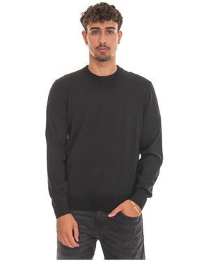 BOSS V-Ausschnitt Merinowollpullover - Schwarz