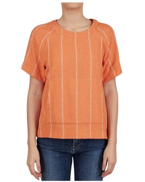 Kiton Gestreept Trui Met Ronde Hals - Oranje