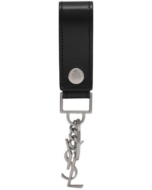 Saint Laurent Accessoires ,Zwart ,Leer Cassandre Sleutelhanger