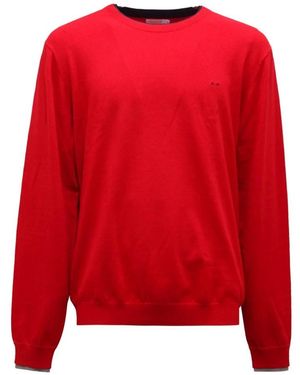 Sun 68 Rund Strickpullover Mit Doppelripp - Rot