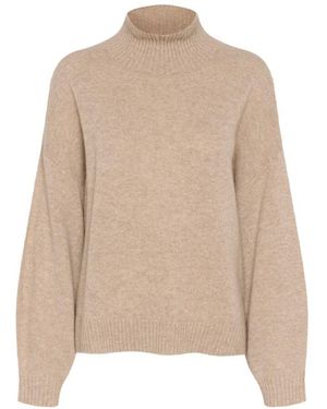 Gestuz Pullover Mit Hohem Hals Leicht - Natur