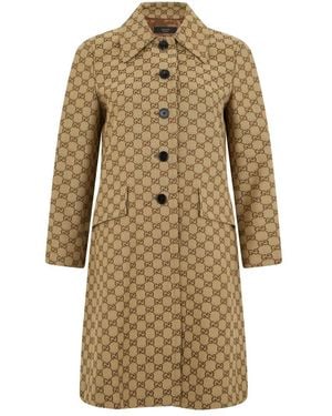 Gucci Single-Breasted Coats - Natural