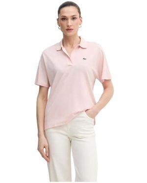 Lacoste Tops ,Roze ,Katoen Relaxed Fit Fluid Piqué Polo