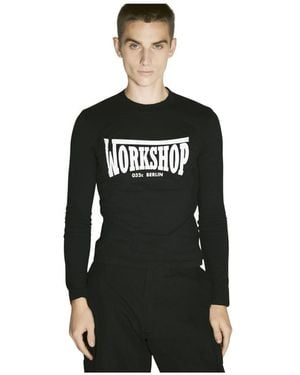 032c Tops ,Zwart ,Katoen Grafische Print Lange Mouw Katoenen T-Shirt