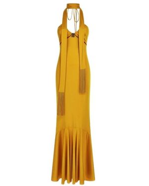 Roberto Cavalli Gelbes Off-Shoulder Kleid Hergestellt - Mettallic