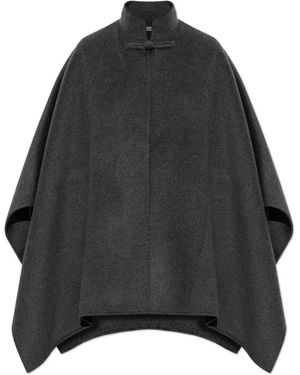 Rohe Jassen ,Grijs ,Wol Dubbelzijdig Wol Pankou Sluiting Poncho - Zwart