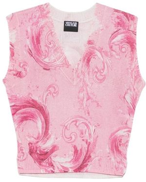 Versace Jeans Couture Top Met V-Hals En Patroon - Roze