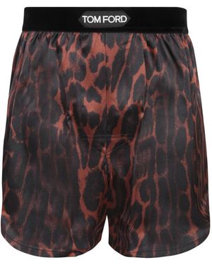 Tom Ford Korte Broeken ,Veelkleurig ,Boxershorts Met Luipaardprint - Zwart
