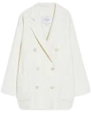Max Mara Double-Breasted Coats - White