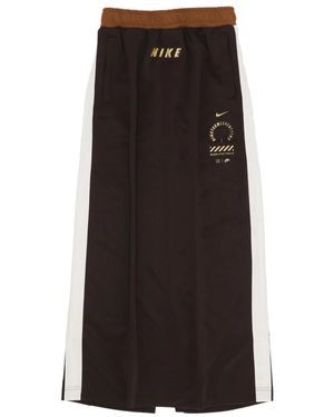 Nike Fitness ,Bruin ,Polyester Ademende Jersey Lange Rok - Zwart