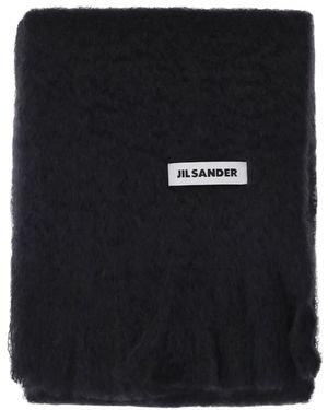 Jil Sander Accessoires ,Zwart ,Wol Mohair-Blend Sjaal