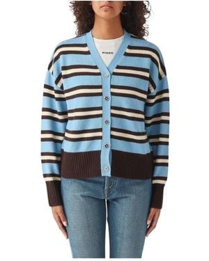 Pinko Truien & Vesten ,Veelkleurig ,Wol Vienna Cardigan - Blauw