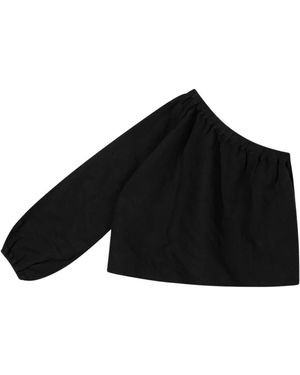 10Days Tops ,Zwart ,Linnen Top Met Één Schouder Van Linnen