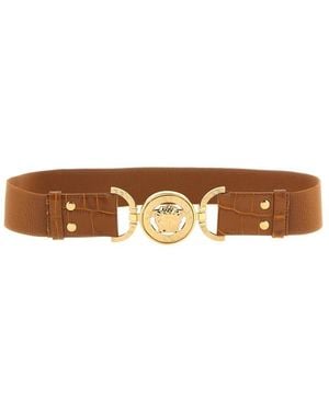 Versace Elastische Riem Met Kalfsleren Details - Bruin