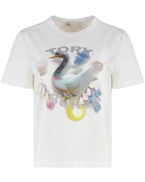 Tory Burch Logo-Print T-Shirt - Wit
