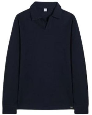 Aspesi Tops ,Blauw ,Katoen Korte Mouw Gebreide Poloshirt