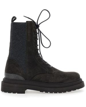 Brunello Cucinelli Lace-Up Boots - Black