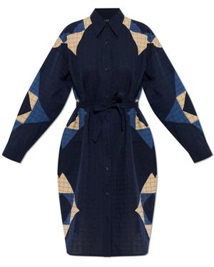 A.P.C. Kleedjes ,Blauw ,Katoen Patchwork Overhemdjurk