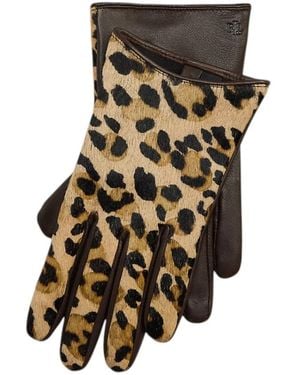 Ralph Lauren Handschuhe Aus Ozelot-Print-Kalbsfell Und Schafsleder - Braun