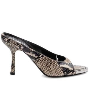 DIESEL Textured Snakeskin Pattern Mid-Heel Sandals - Multicolor